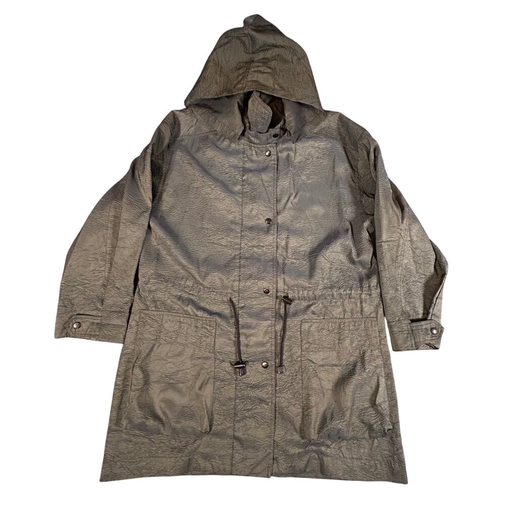 Mycra‎ Pac Jacket Women's S/M Green Hooded Rain Windbreaker Coat Made in USA VTG